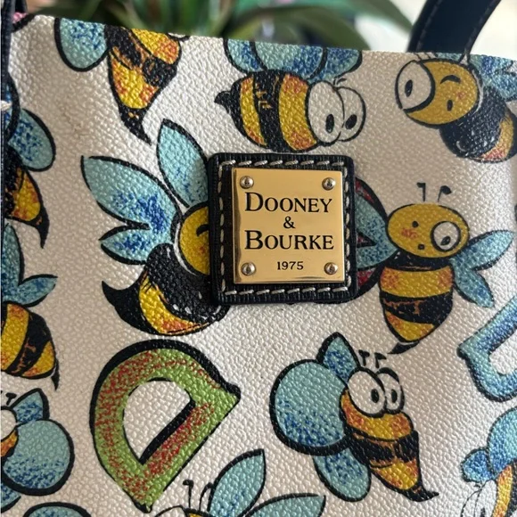 Dooney & Bourke White Bee Print Medium Tote W/Coin Purse - Picture 3 of 16